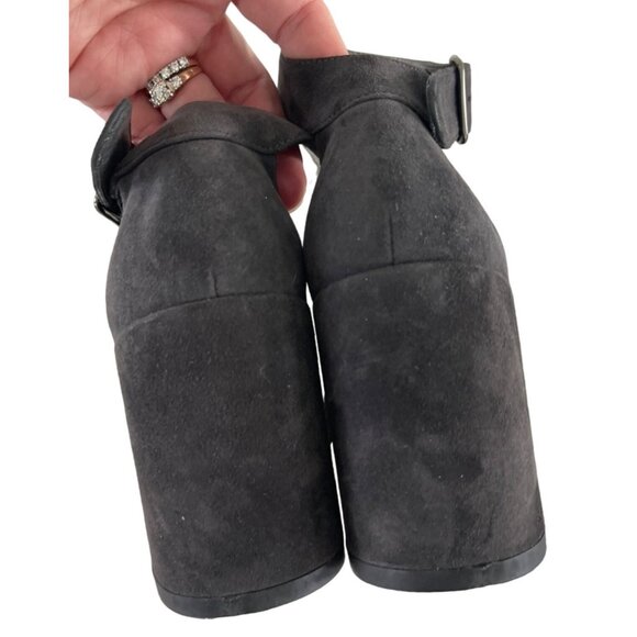Stuart Weitzman Soho Gal Gray Suede Leather Ankle Strap Block Heel Sandals 5.5 M - Picture 5 of 12